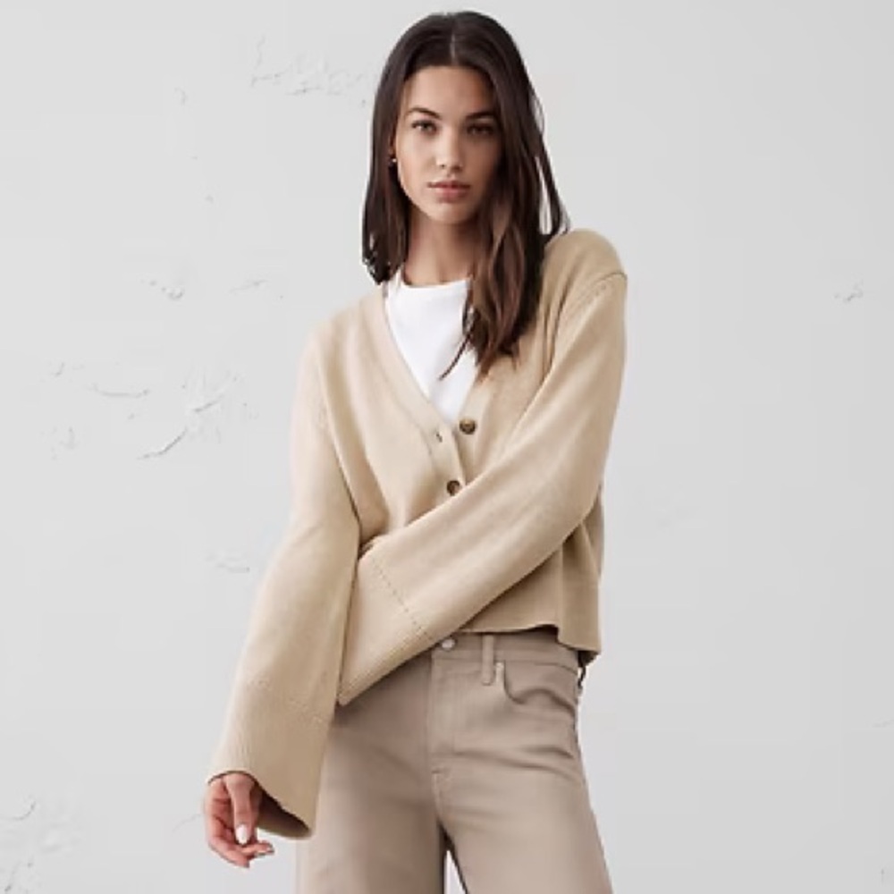BELL-SLEEVE CARDIGAN SWEATER